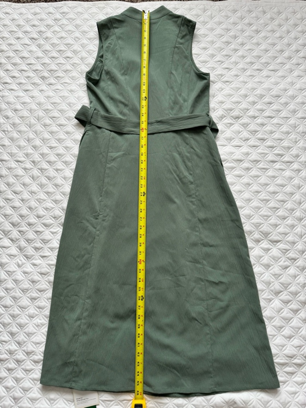NWT HALARA Green V-Neck Sleeveless Wrapped Belted Midi Travel Dress Pockets Sz M - Picture 15 of 16